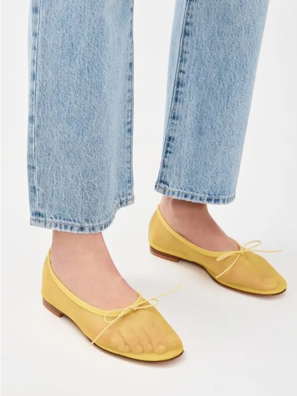 Mansur Gavriel Bright Yellow Ballet Flats with Bow - Picture 4 of 4